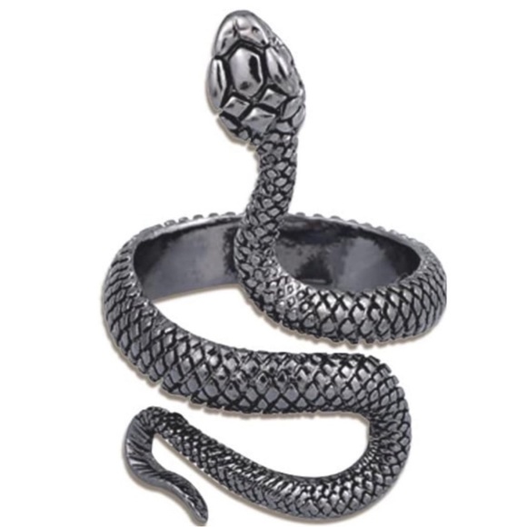 Open Style Adjustable Snake Ring, Gunmetal Silver Tone - Picture 9 of 11